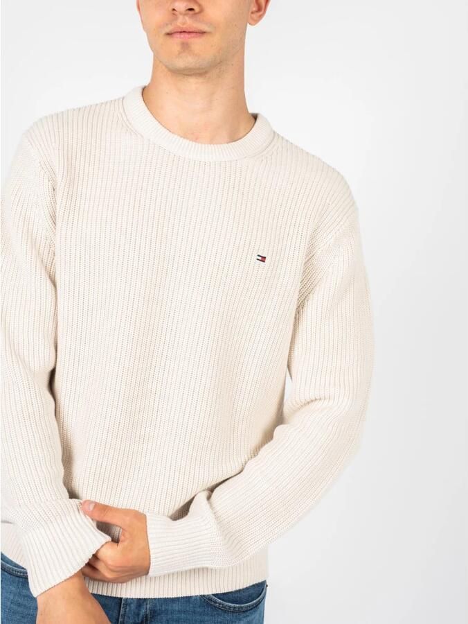 TOMMY HILFIGER Heren Truien & Vesten Rib Texture Crew Neck Beige
