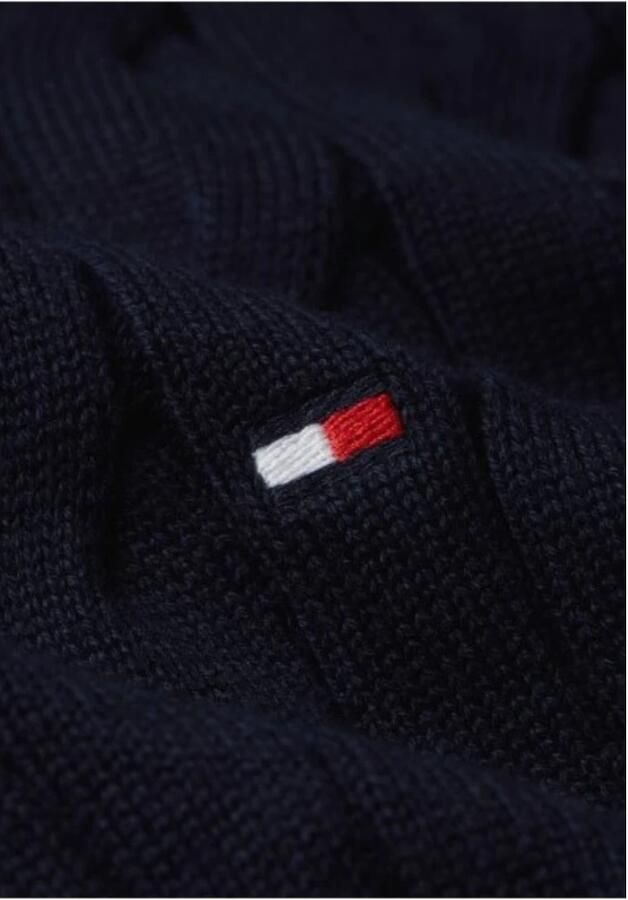 TOMMY HILFIGER Heren Truien & Vesten Classic Cotton Cable Bttn Mock Donkerblauw