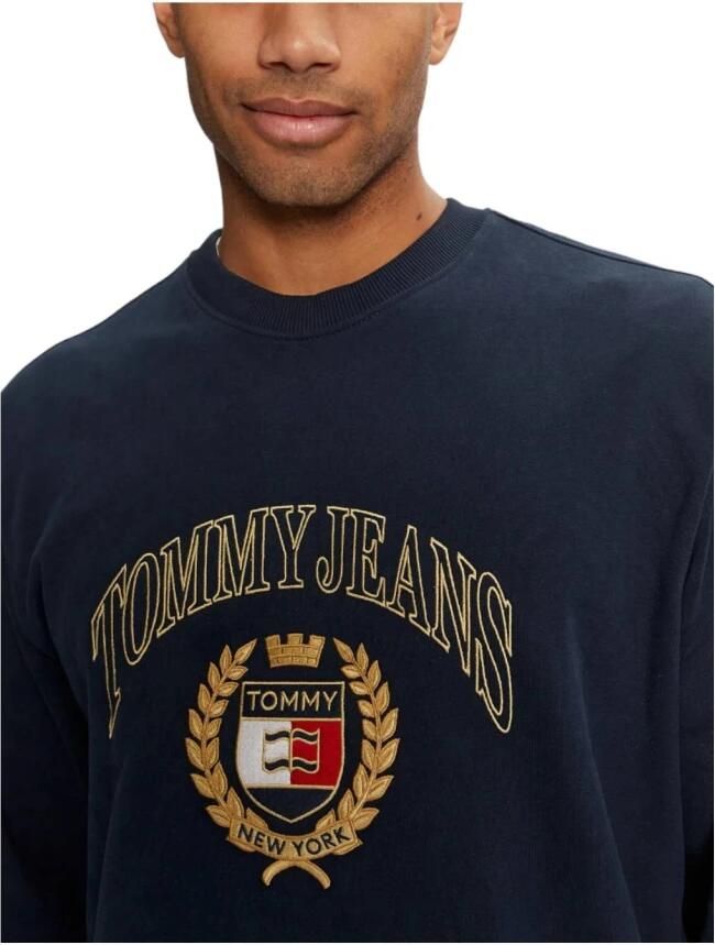 Tommy Jeans Katoenen crewneck sweatshirt met logoborduursel Blue Heren