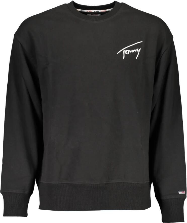Tommy Hilfiger Zwarte Crewneck Sweatshirt met Lange Mouwen en Borduursel Black Heren