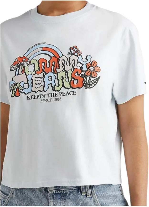 Tommy Hilfiger Kleurrijk Grafisch Print T-shirt White Dames