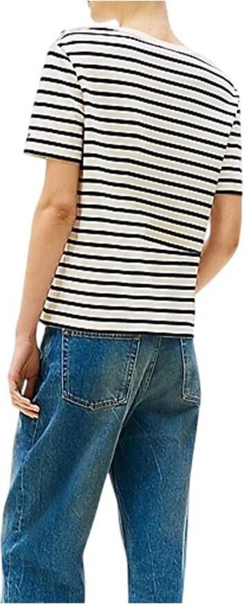 TOMMY HILFIGER Dames Tops & T-shirts Reg Stripe Gold Btn C-nk Ss Ecru - Foto 7