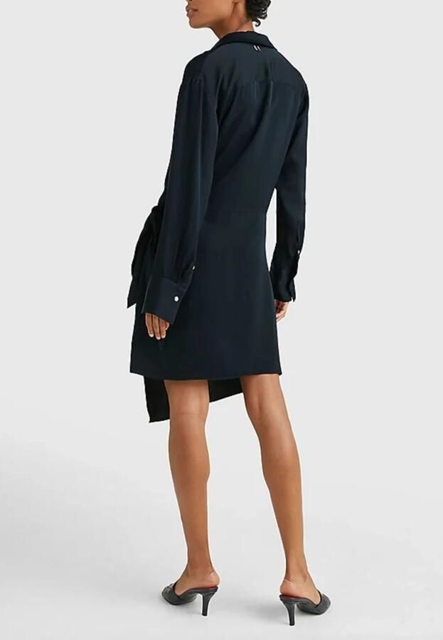 Tommy Hilfiger Avondjurk CREPE KNOTTED SHORT SHIRT DRESS met knoopdetail - Foto 5