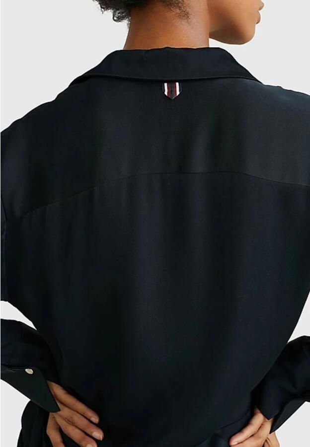 Tommy Hilfiger Avondjurk CREPE KNOTTED SHORT SHIRT DRESS met knoopdetail - Foto 4