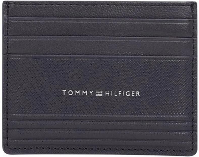 Tommy Hilfiger Leren Kaarthouder Portemonnees Blauw Metalen Logo Blue Heren