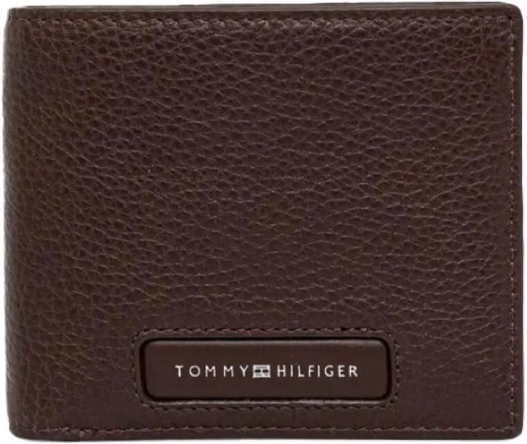 Tommy Hilfiger Leren Portemonnees Bruin Metalen Logo Brown Heren