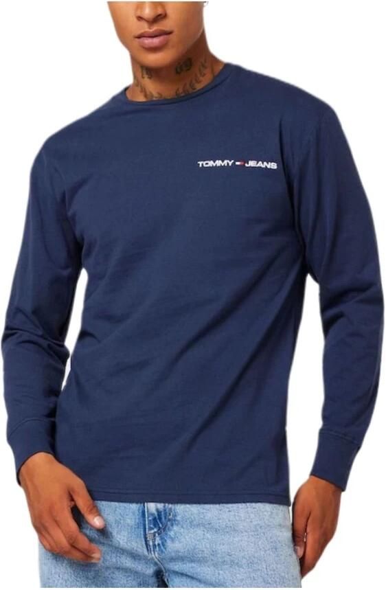Tommy Hilfiger Lineaire Borst T-shirt Klassiek Ontwerp Blue Heren