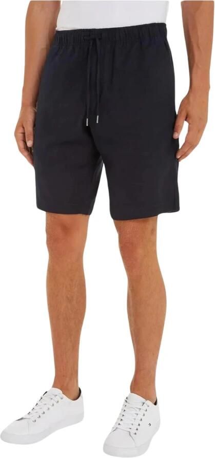 Tommy Hilfiger Korte broek van linnenmix met elastische band model 'HARLEM'