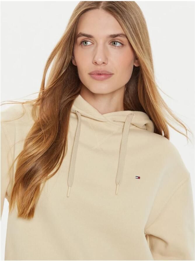 Tommy Hilfiger Logo Katoenen Hoodie Beige Dames
