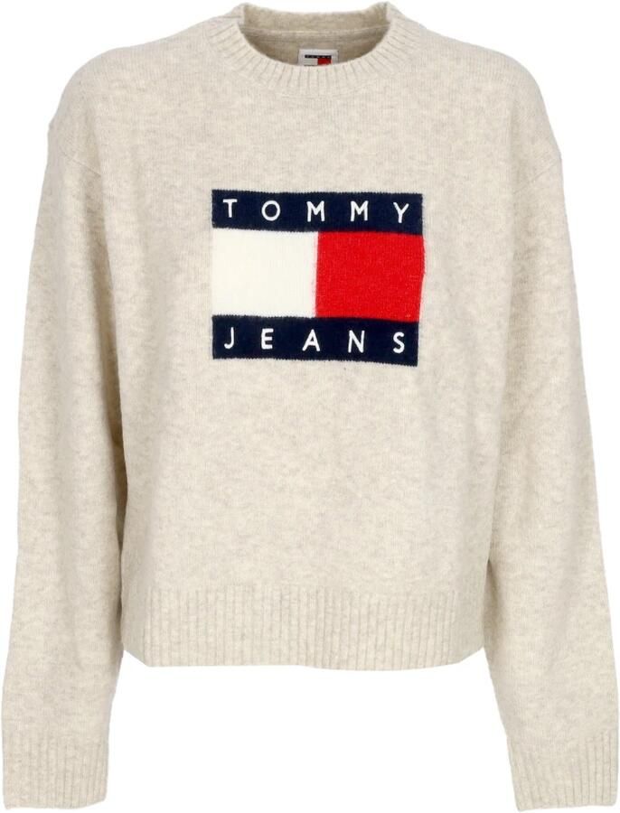 TOMMY JEANS Dames Truien & Vesten Tjw Melange Flag Sweater Bruin