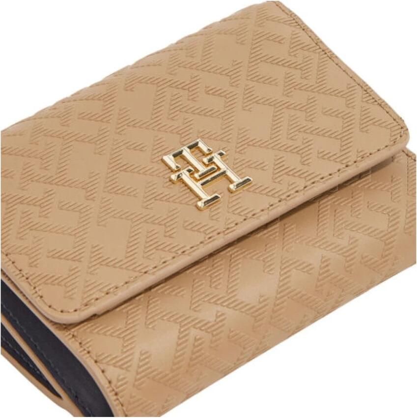 Tommy Hilfiger Monogram Kleine Portemonnee Groen Logo Beige Dames