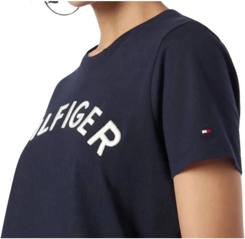 Tommy Hilfiger Monotype Geborduurd Dames T-shirt Blue Dames