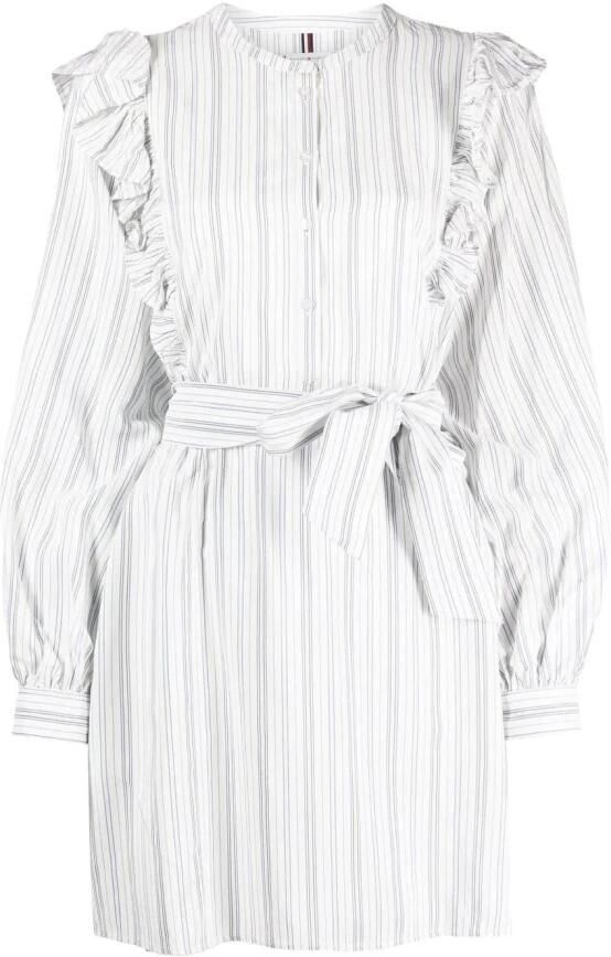 Tommy Hilfiger Multicolor Gestreepte Ruche Midi Jurk Multicolor Dames