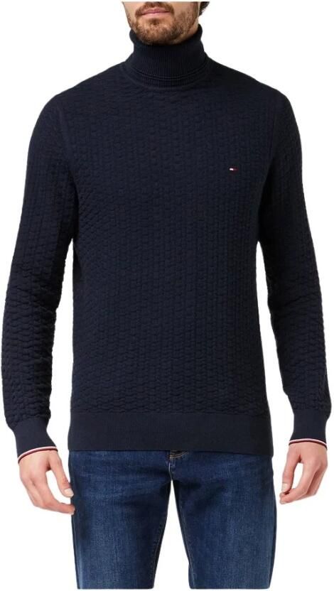 Tommy Hilfiger Donkerblauwe Coltrui Exaggerated Structure Roll Neck - Foto 3