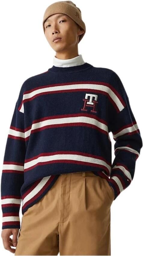 Tommy Hilfiger Oversized Gestreepte Pullover Trui Blue Heren - Foto 2
