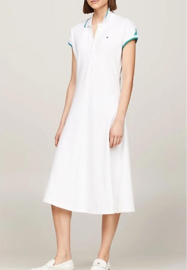 Tommy Hilfiger Polojurk F&F STP SLV KNEE POLO DRESS met contrastkleurige inzetten - Foto 3