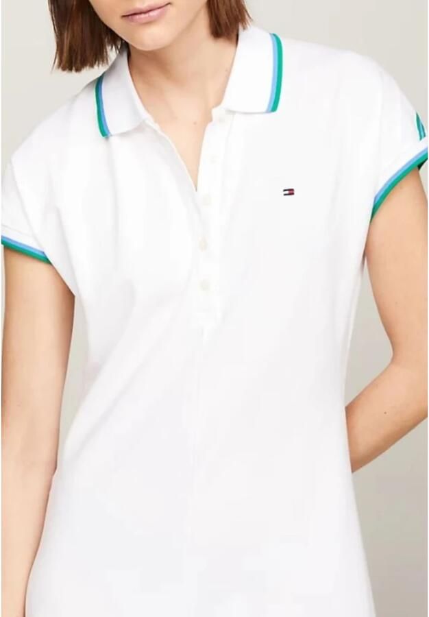 Tommy Hilfiger Polojurk F&F STP SLV KNEE POLO DRESS met contrastkleurige inzetten