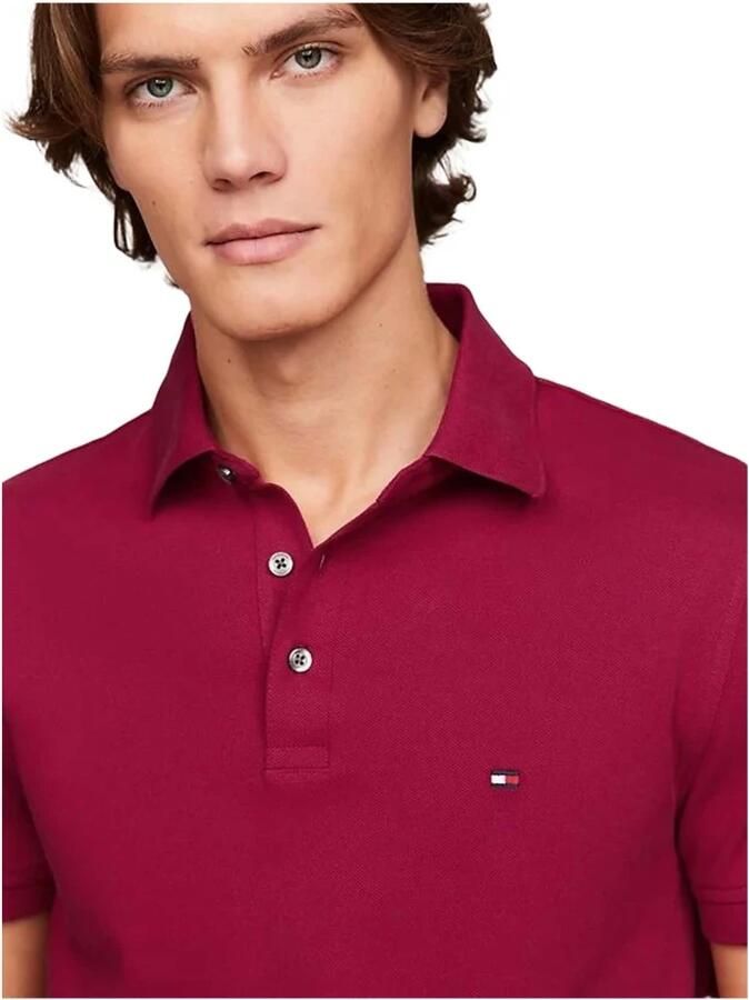 Tommy Hilfiger Rode Polo Shirt Korte Mouw Slim Fit Red Heren