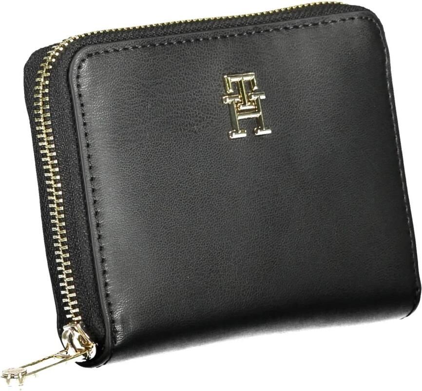 Tommy Hilfiger Damesportemonnee Zwart Rits Sluiting Contrast Details Black Dames