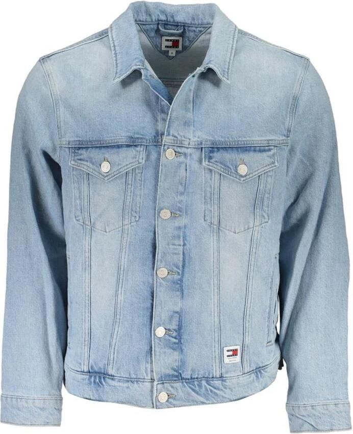 Tommy Hilfiger Blauwe Katoenen Denim Jack met Logo Blue Heren