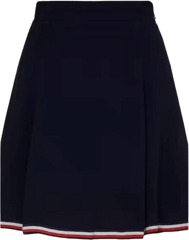 Tommy Hilfiger Regular Fit Klokkende Rok. De elegante klokkende rok is afgewerkt met een iconisch lintdetail aan de onderkant wat een verfijnde kleurnoot toevoegt. Blue Dames - Foto 5