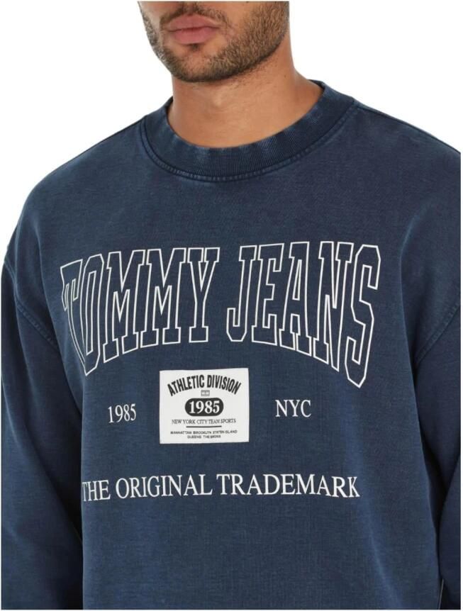 Tommy Hilfiger Retro Logo Hoodie Sweatshirt Blue Heren