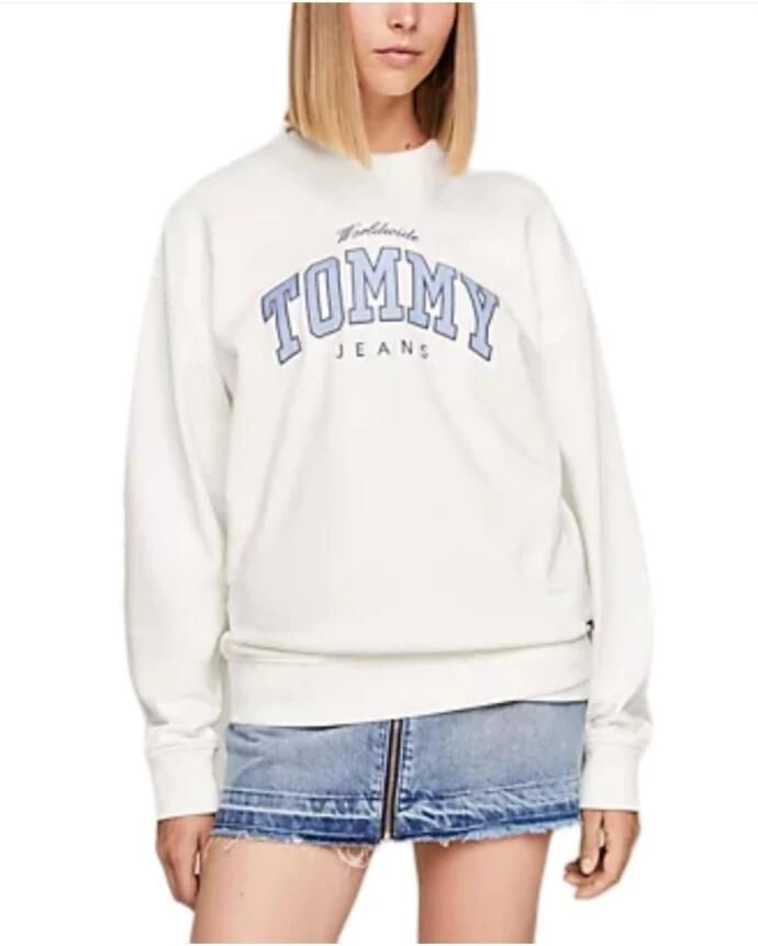 TOMMY JEANS Sweatshirt TJW RLX VARSITY LUXE CREW met geborduurd logo-opschrift
