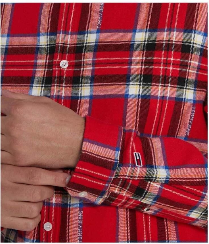 Tommy Hilfiger Rood geruite overhemd met lange mouwen voor heren Meerkleurig Heren