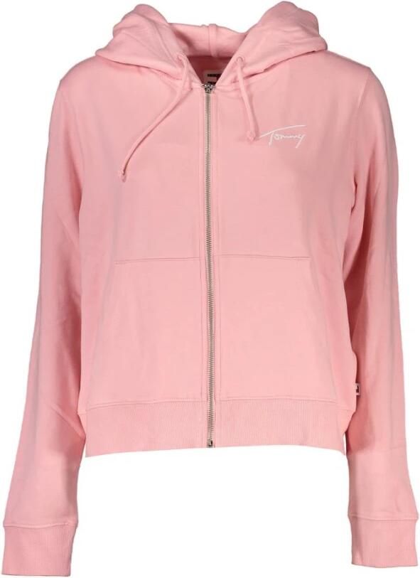 Tommy Hilfiger Roze hoodie met rits en borduursel Pink Dames