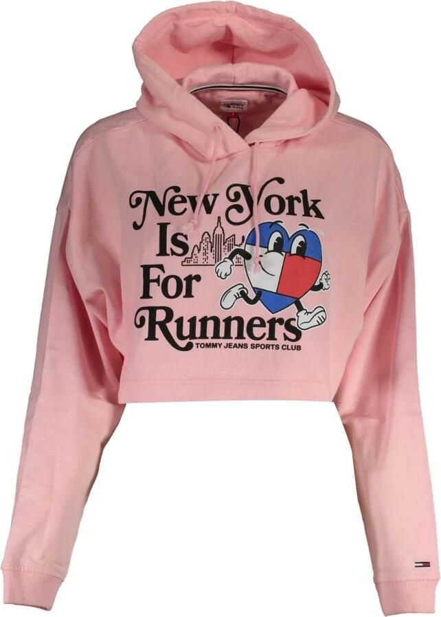 Tommy Hilfiger Roze Hoodie Lange Mouw Geborduurde Print Pink Dames