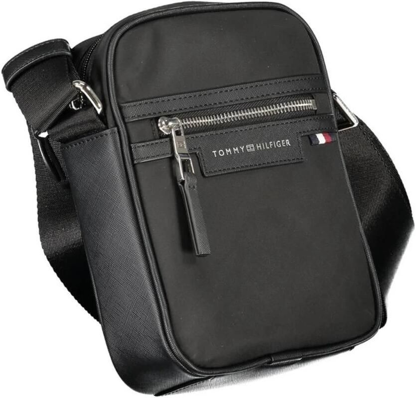Tommy Hilfiger Zwarte Polyester Schoudertas met Verstelbare Band Black Heren