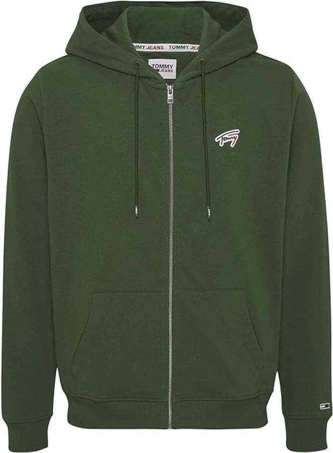 Tommy Jeans Groene Sweater met Rits en Capuchon Green Heren
