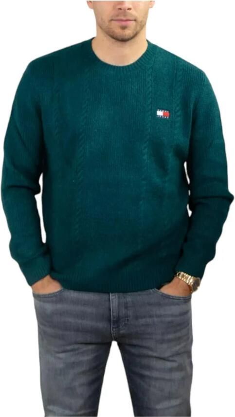 Tommy Jeans Groene Gebreide Trui Heren Herfst Winter Collectie Green Heren - Foto 3