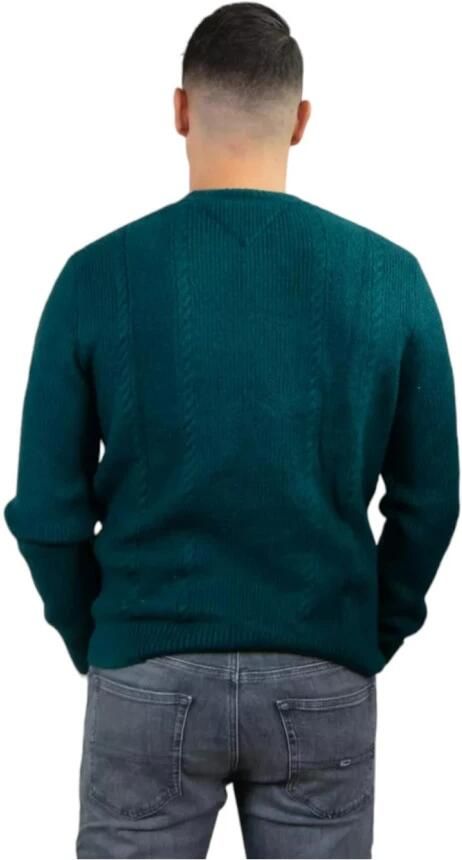 Tommy Jeans Groene Gebreide Trui Heren Herfst Winter Collectie Green Heren