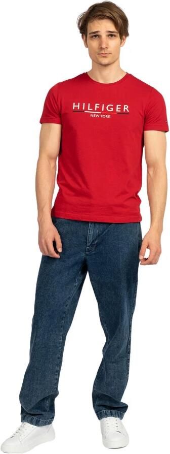 Tommy Hilfiger Heren Regular Fit Katoenen Jeans met Zichtbaar Logo Blue Heren - Foto 3