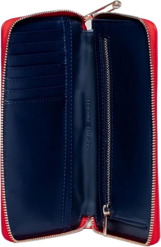 Tommy Hilfiger Rode rits rond damesportemonnee met print Multicolor Dames