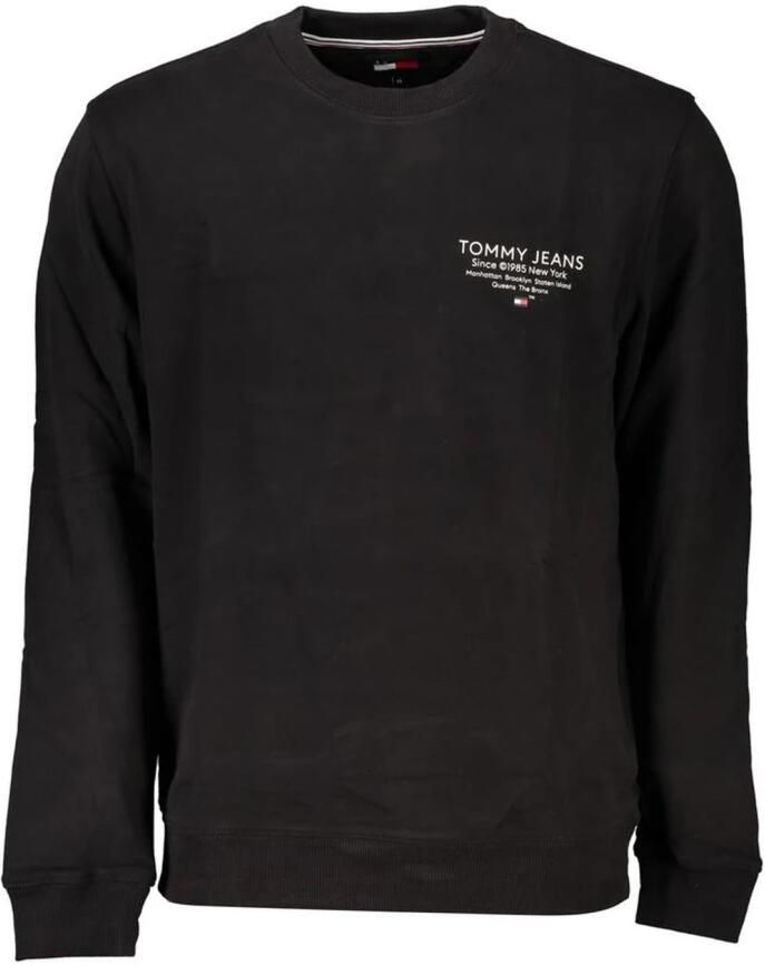 Tommy Hilfiger Zwart Biologisch Katoenen Sweatshirt met Ronde Hals Black Heren