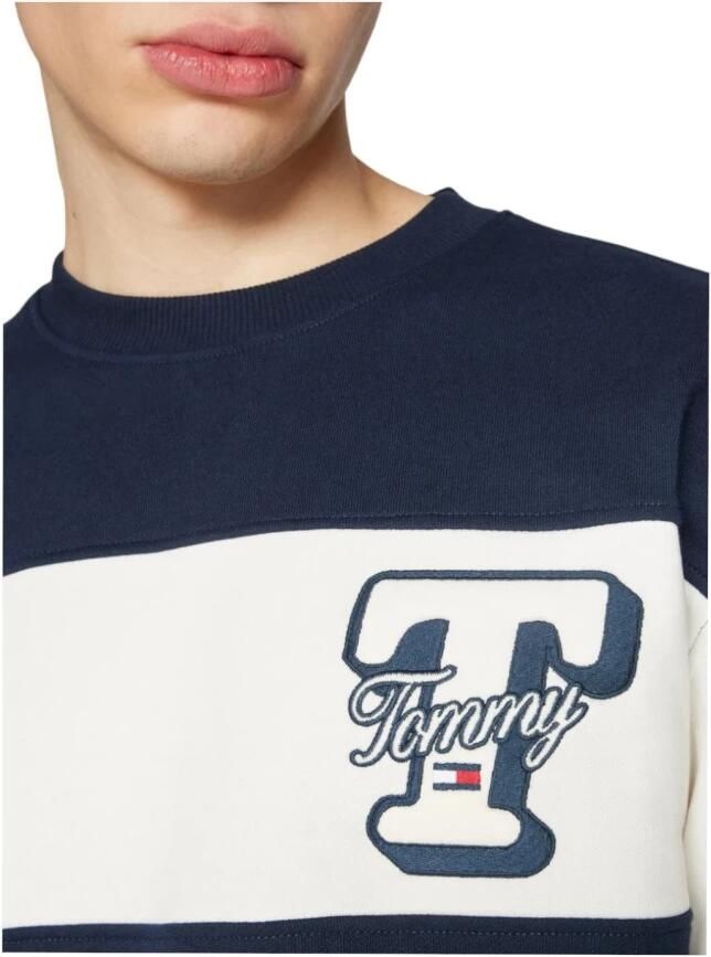 Tommy Hilfiger Moderne Cut & Sew Letter Sweatshirt Blue Heren