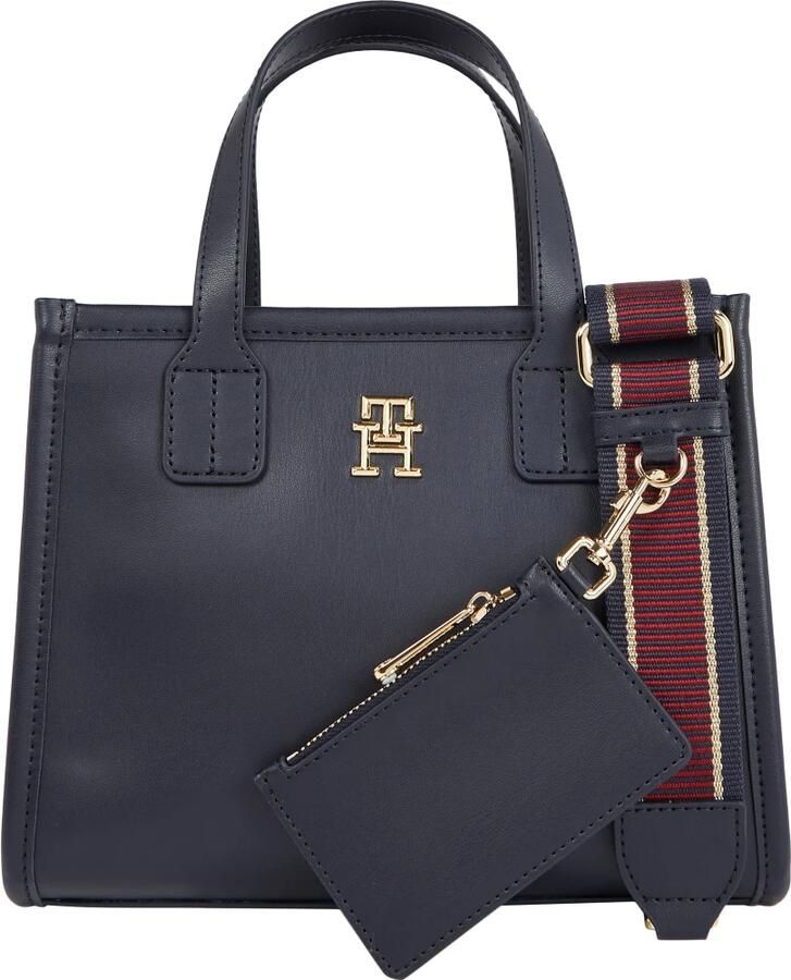 Tommy Hilfiger Handtas zwarte leren draagtas voor dames AW0AW08029
