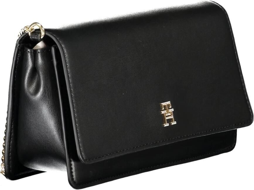 Tommy Hilfiger Zwarte polyethyleen schoudertas met ketting Black Dames