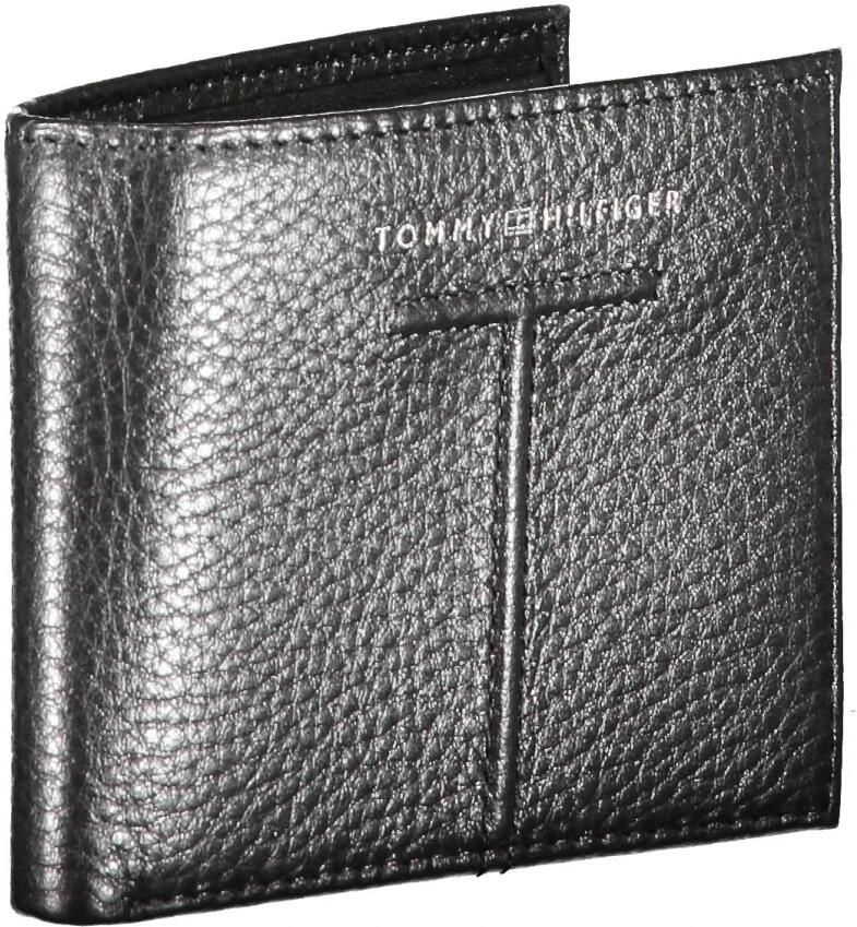 Tommy Hilfiger Zwarte Leren Portemonnee met Dubbele Kaartsleuven Black Heren