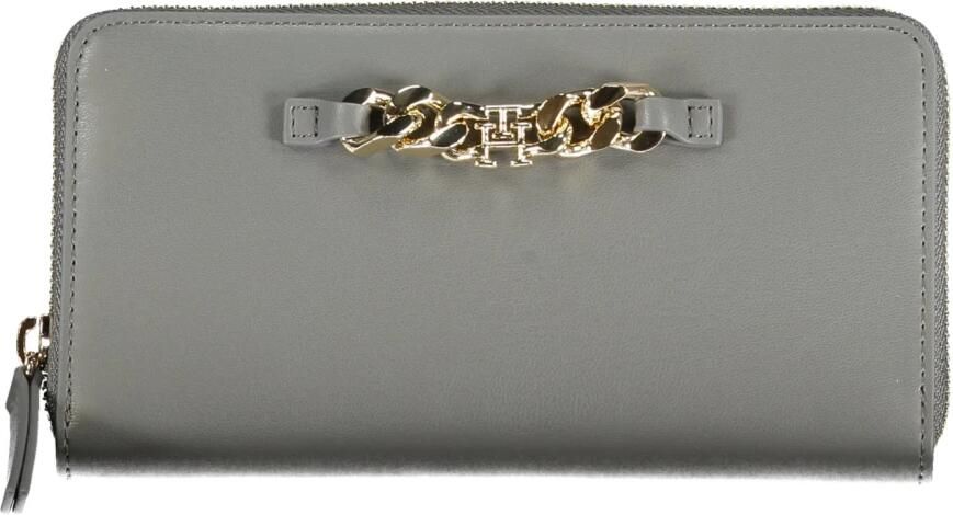 Tommy Hilfiger Damesportemonnee Grijs Contrast Rits Logo Gray Dames