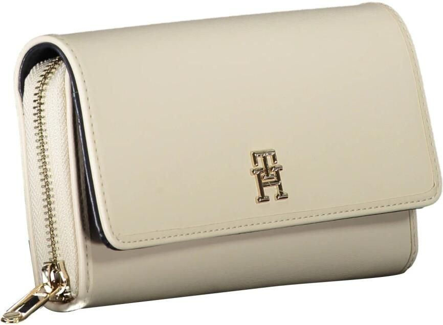 Tommy Hilfiger Damesportefeuille Wit Contrast Rits Sluiting Beige Dames