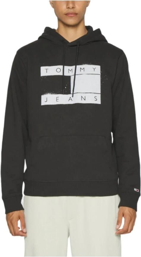 Tommy Jeans Zwarte hoodie met logo print en kangoeroezak Black Heren - Foto 6