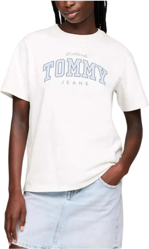 TOMMY JEANS Dames Tops & T-shirts Tjw Rlx Varsity Lux Tee Wit - Foto 2