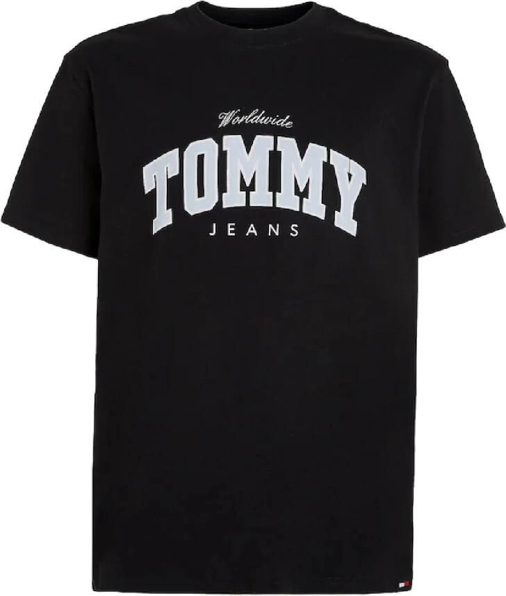 Tommy Hilfiger Zwarte Varsity Tee Korte Mouw T-shirt Black Heren