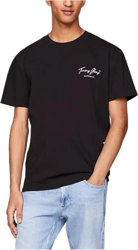 Tommy Hilfiger Zwarte Katoenen T-shirt Korte Mouw Ronde Hals Black Heren - Foto 3