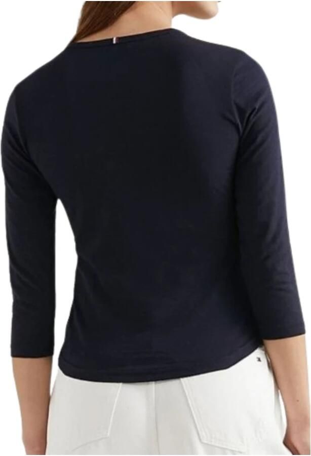 Tommy Hilfiger Shirt met 3 4-mouwen 1985 SLIM SLUB OPEN-NK 3 4 SLV met klein logoborduursel - Foto 2