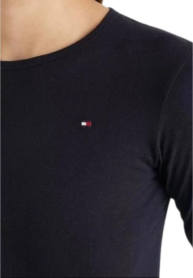 Tommy Hilfiger Shirt met 3 4-mouwen 1985 SLIM SLUB OPEN-NK 3 4 SLV met klein logoborduursel