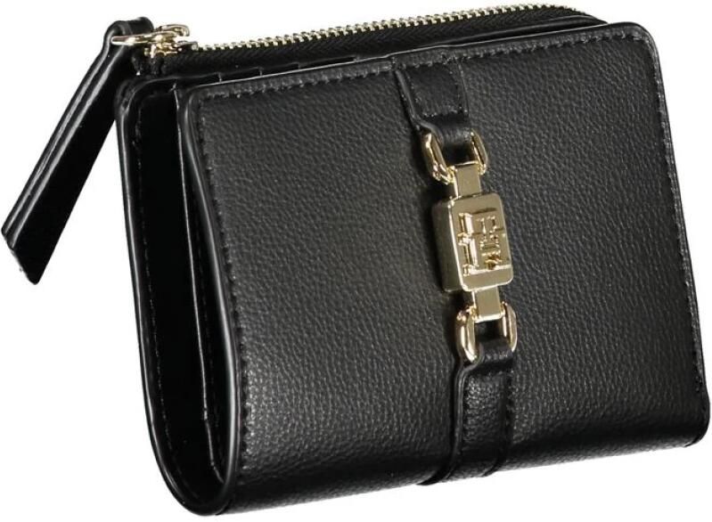Tommy Hilfiger Elegante Zwarte Portemonnee met Rits en Muntvak Black Dames